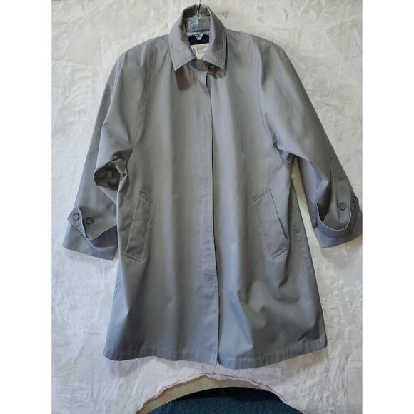 London Fog Womens Weatherwear Gray Pleated Coat Size 12 Reg Hidden Buttons - Picture 1 of 10